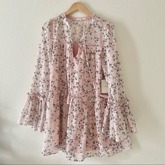 Tularosa Nathalie Pale Pink Floral Tunic Dress - Picture 2 of 7